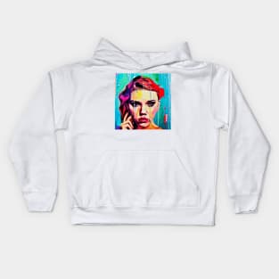 Portrait of Scarlett  Johansson Kids Hoodie